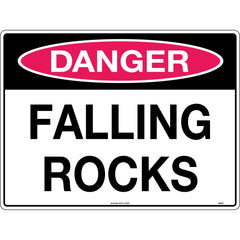 Uniform Safety Signs - 600x400mm - Metal - Class 2 - Reflective - Danger Falling Rocks | 556C2