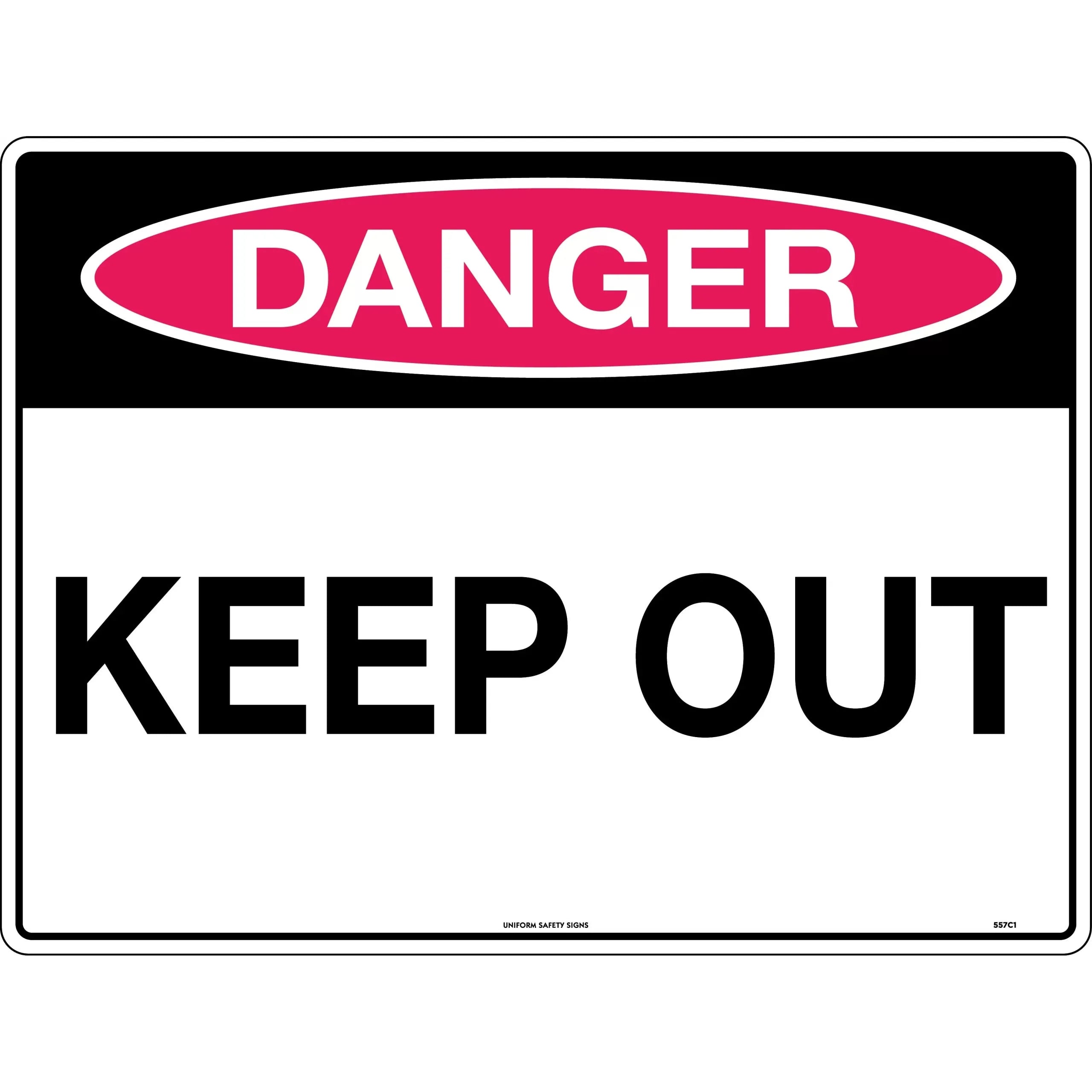 Uniform Safety Signs - 600x400mm - Metal - Class 1 Reflective - Danger Keep Out | 557C1