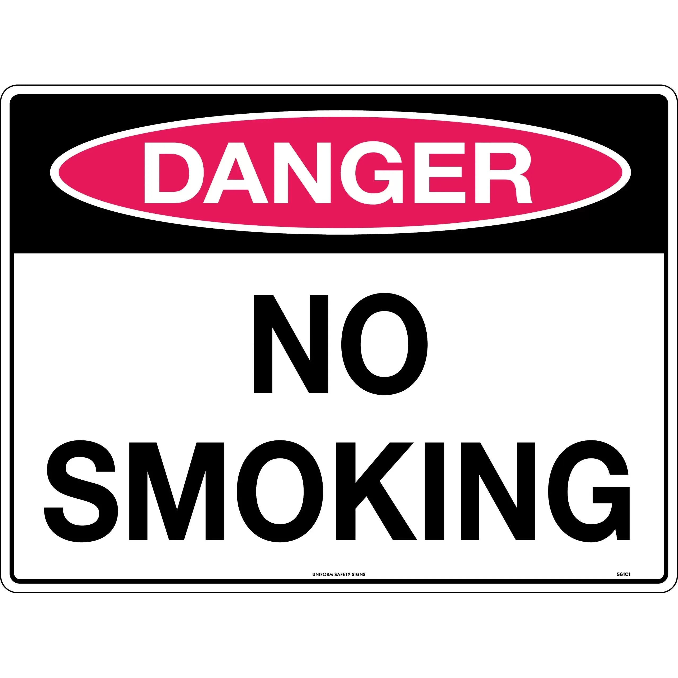 Uniform Safety Signs - 600x400mm - Metal - Class 2 - Reflective - Danger No Smoking | 561C2