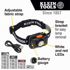 Klein Tools - RECHARGEABLE 2-COLOR LED HEADLAMP WITH | A-56414