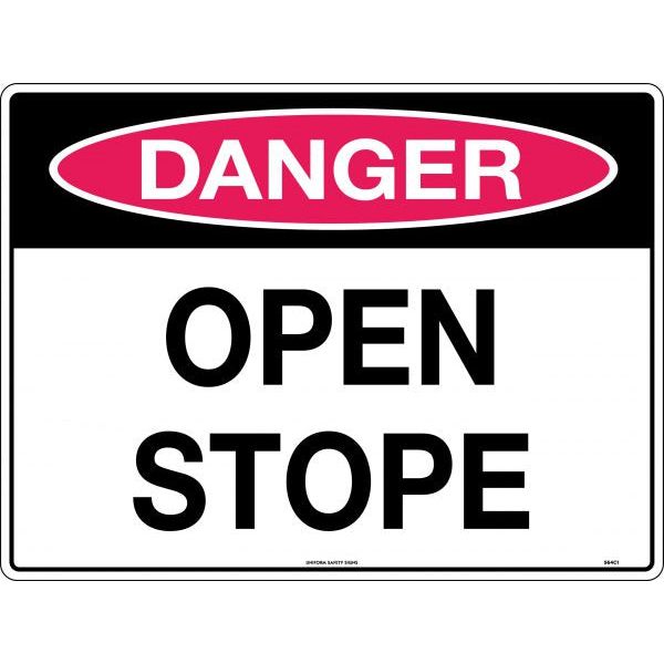Uniform Safety Signs - 600x400mm - Metal - Class 1 Reflective - Danger Open Stope | 564C1