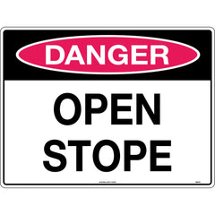 Uniform Safety Signs - 600x400mm - Metal - Class 2 - Reflective - Danger Open Stope | 564C2