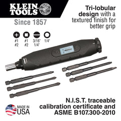 Klein Tools - KLEIN TORQUE SCREWDRIVER SET | A-57032