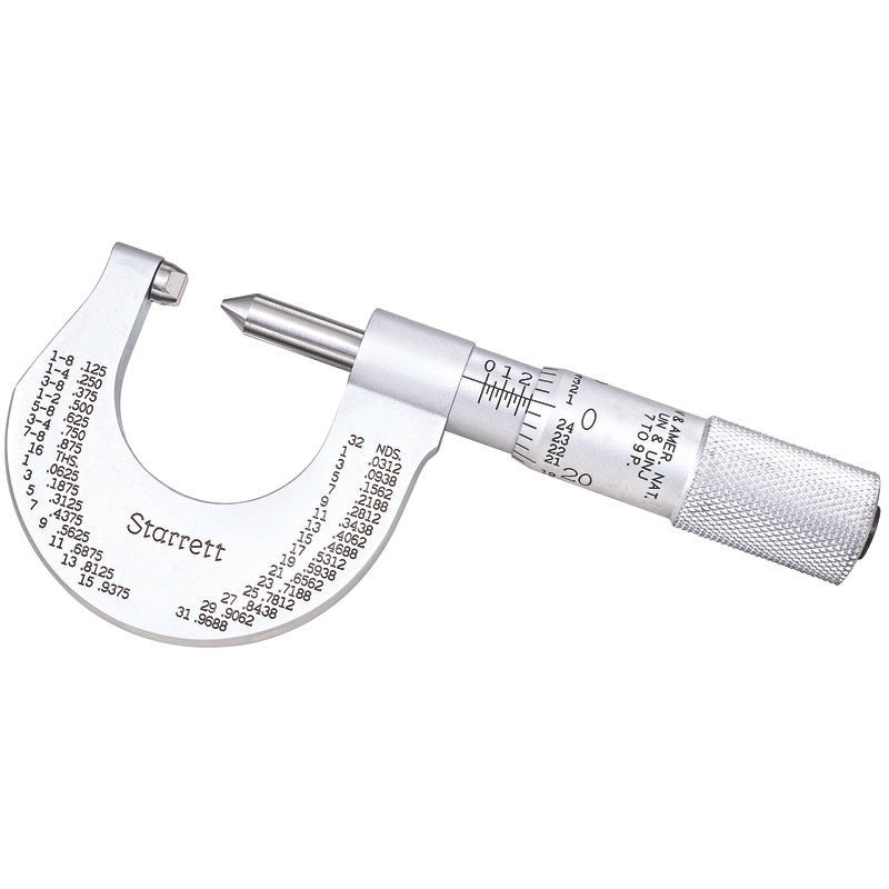 Starrett - Screw Thread Micrometer 0-1in. 0.001in Grad 7-9 Threads/ Inch | 575AP