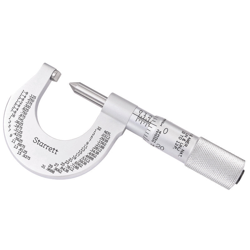 Starrett - Screw Thread Micrometer 0-1in. 0.001in Grad 10-13 Threads/ Inch | 575BP