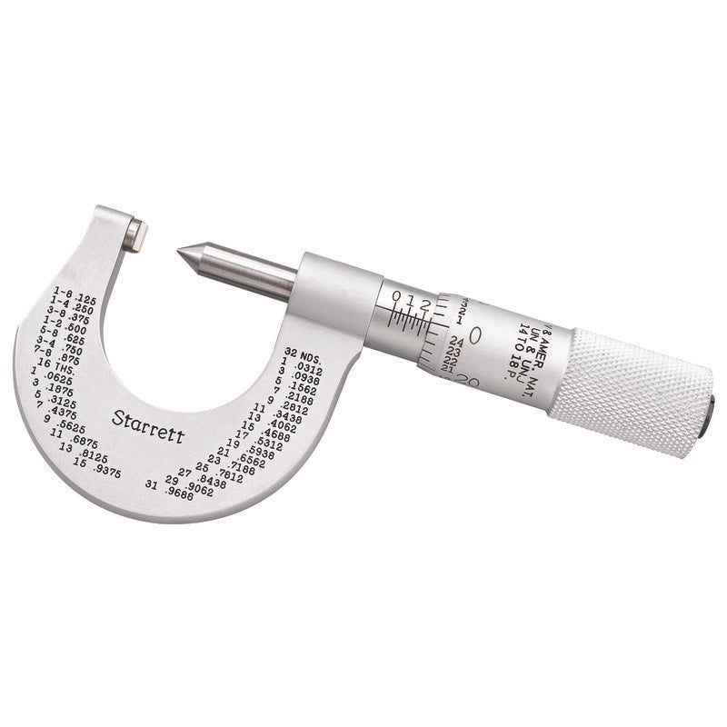 Starrett - Screw Thread Micrometer 0-1in 0.001in Grad 14-18 Threads/ Inch | 575CP