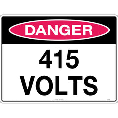 Uniform Safety Signs - 600x400mm - Metal - Class 2 - Reflective - Danger 415 Volts | 577C2