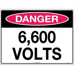 Uniform Safety Signs - 600x400mm - Metal - Class 1 Reflective - Danger 6,600 Volts | 581C1