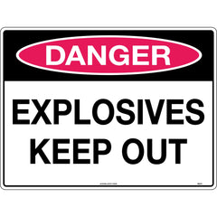 Uniform Safety Signs - 600x400mm - Metal - Danger Explosives Keep Out | 584LM
