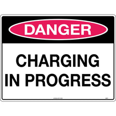 Uniform Safety Signs - 600x400mm - Metal - Class 2 - Reflective - Danger Charging In Progress | 587C2