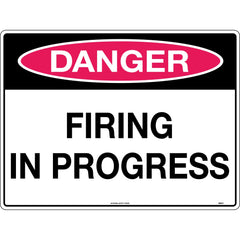 Uniform Safety Signs - 600x400mm - Metal - Class 2 - Reflective - Danger Firing In Progress | 588C2