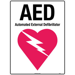 Uniform Safety Signs - 240x180mm - Self Adhesive - (Black,Red/White) AED with Symbol | 5902DA