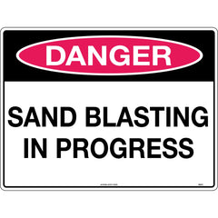 Uniform Safety Signs - 600x400mm - Metal - Class 1 Reflective - Danger Sand Blasting In Progress | 592C1