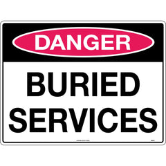 Uniform Safety Signs - 600x400mm - Metal - Class 1 Reflective - Danger Buried Services | 593C1