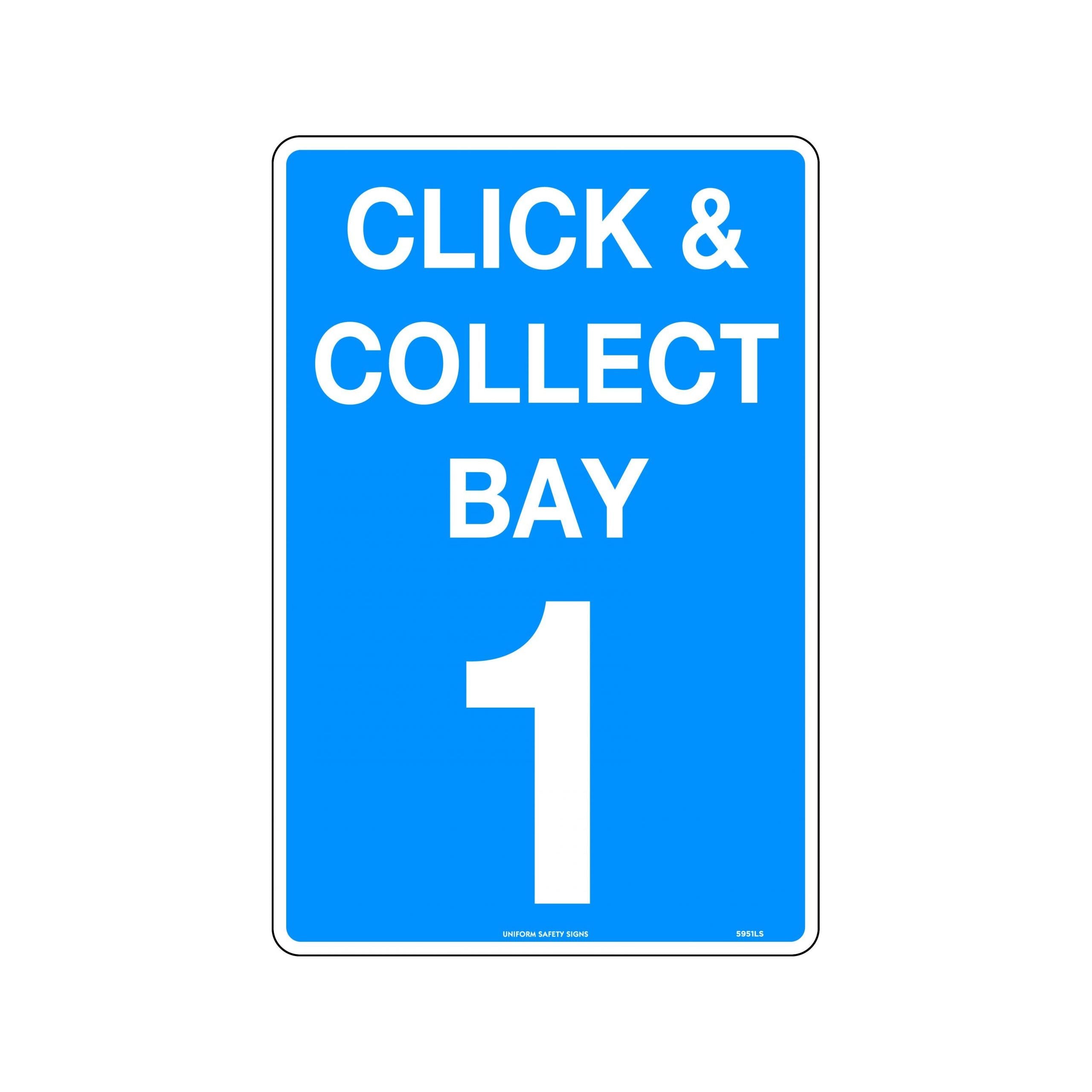 Uniform Safety Signs - 450x300mm - Metal - Click & Collect Bay 1 | 5951LSM