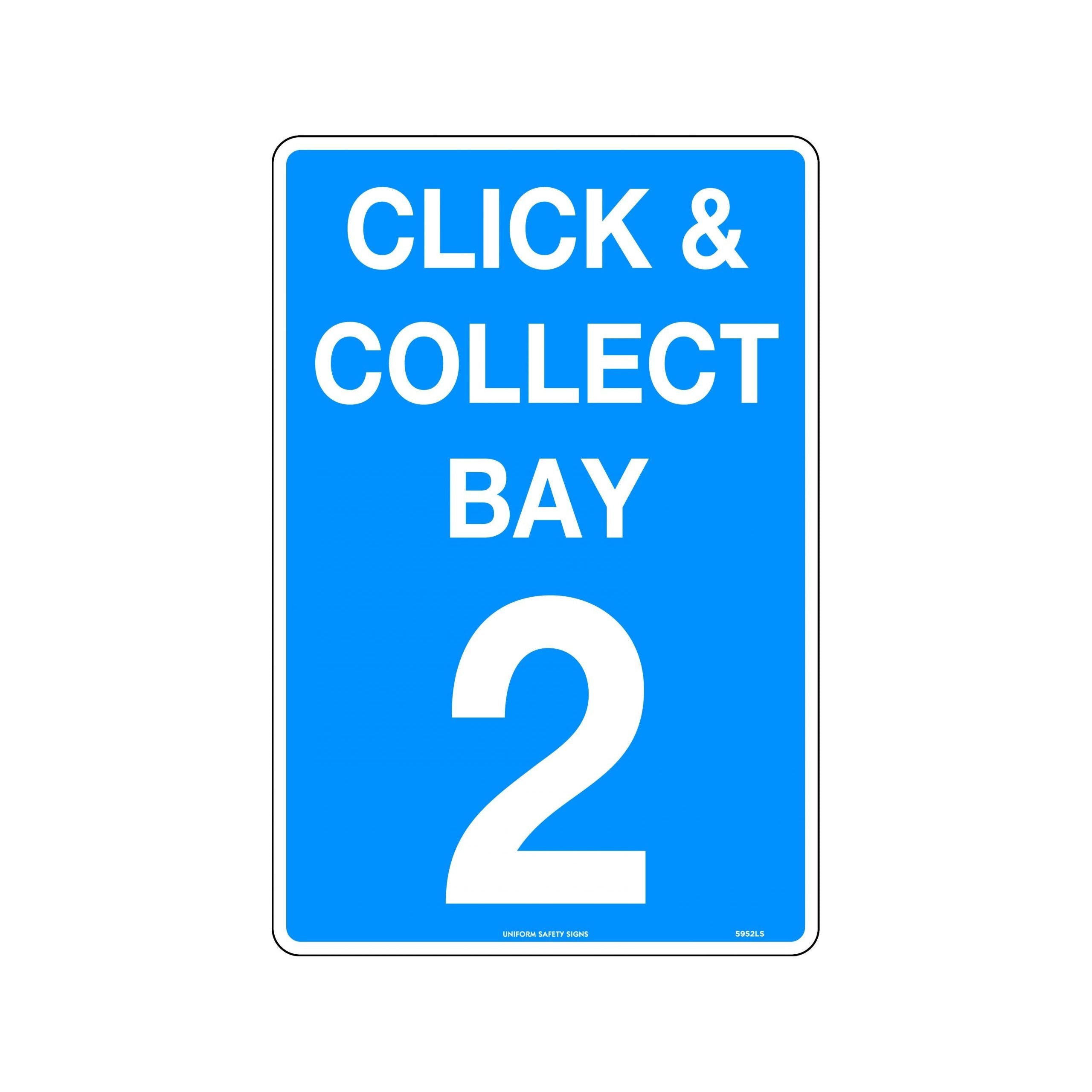 Uniform Safety Signs - 450x300mm - Metal - Click & Collect Bay 2 | 5952LSM