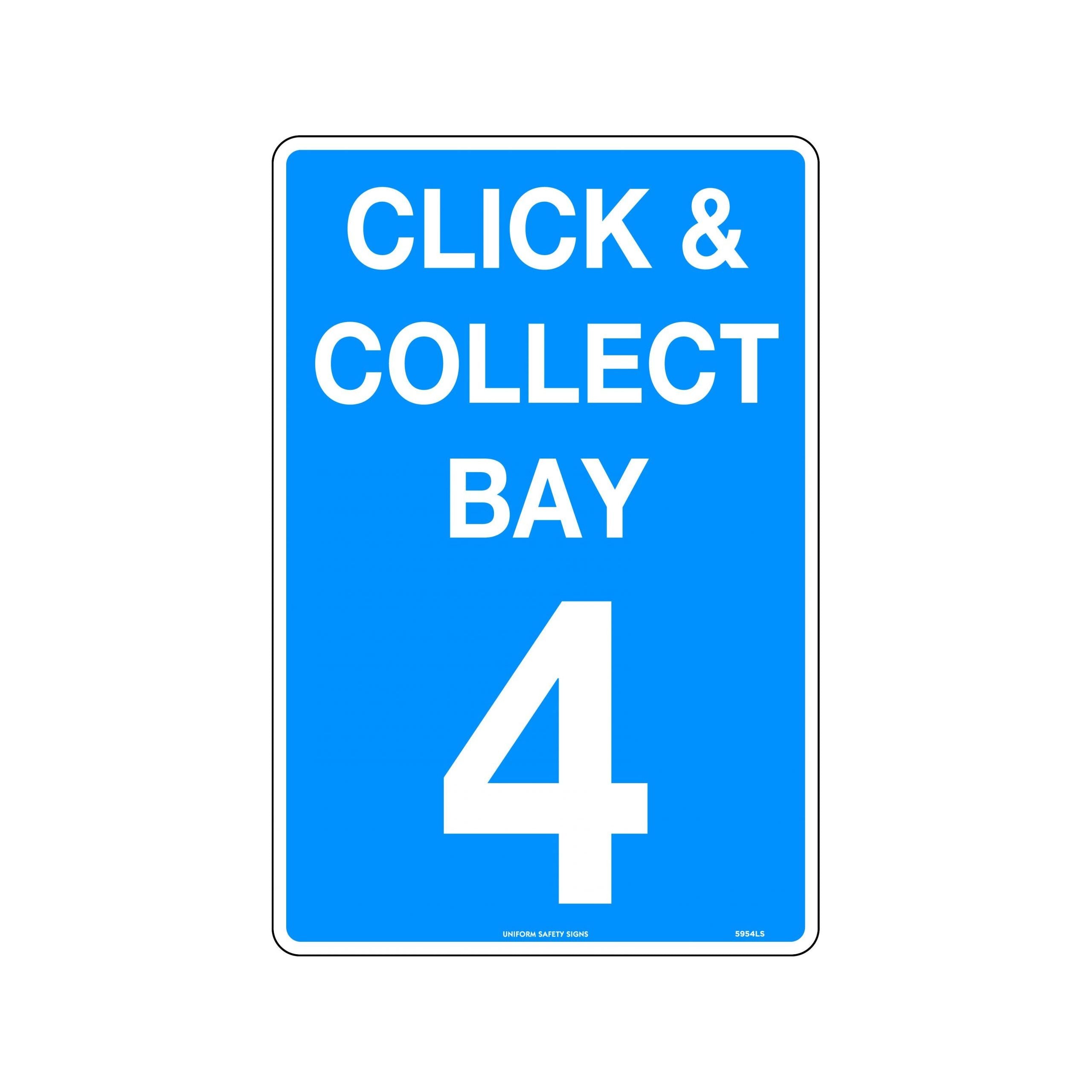 Uniform Safety Signs - 450x300mm - Metal - Click & Collect Bay 4 | 5954LSM