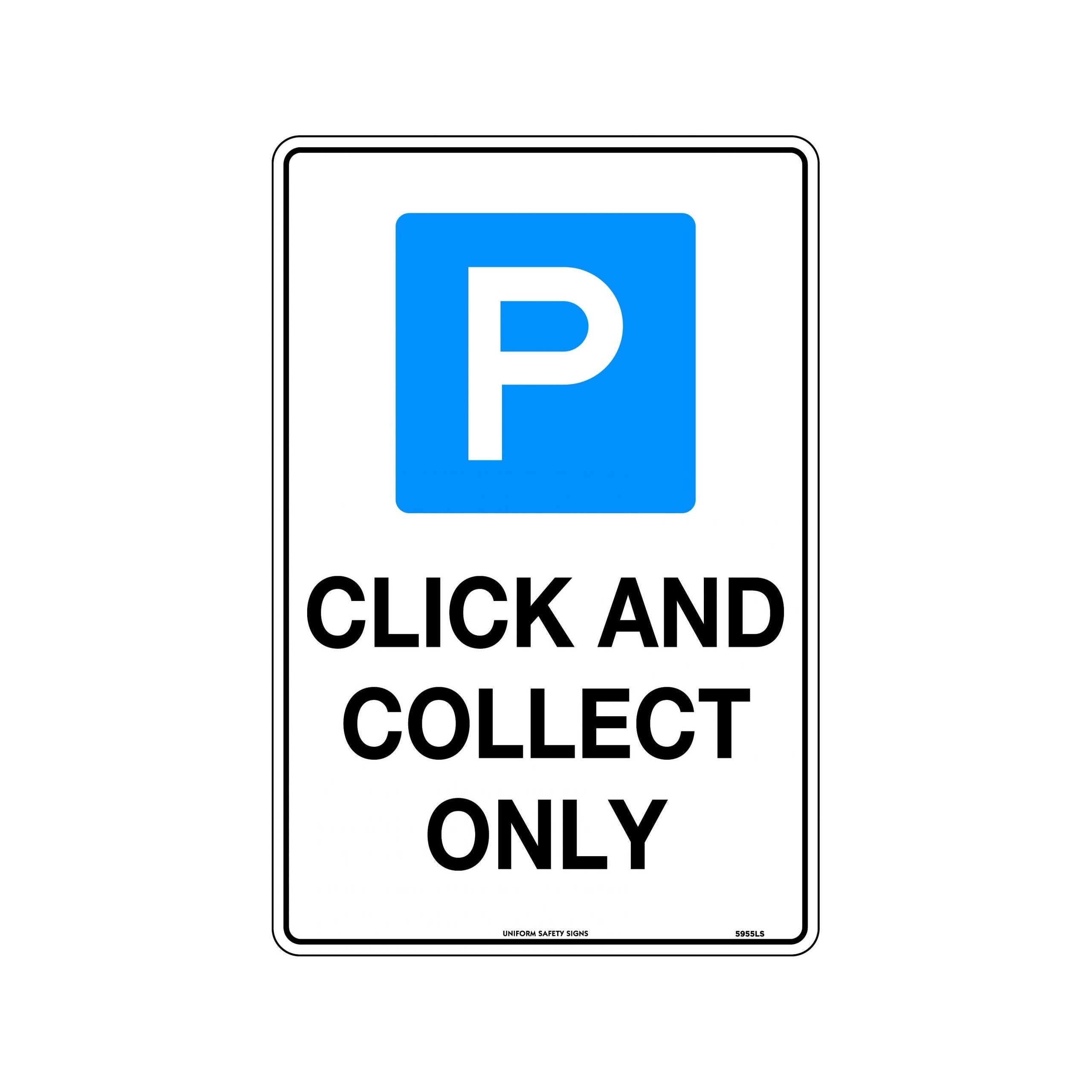 Uniform Safety Signs - 450x300mm - Metal - Parking, Click & Collect Only | 5955LSM