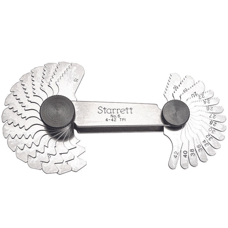 Starrett - Screw Pitch Gage 60dg Threads 30 Leaves 4-42 Tpi | 6
