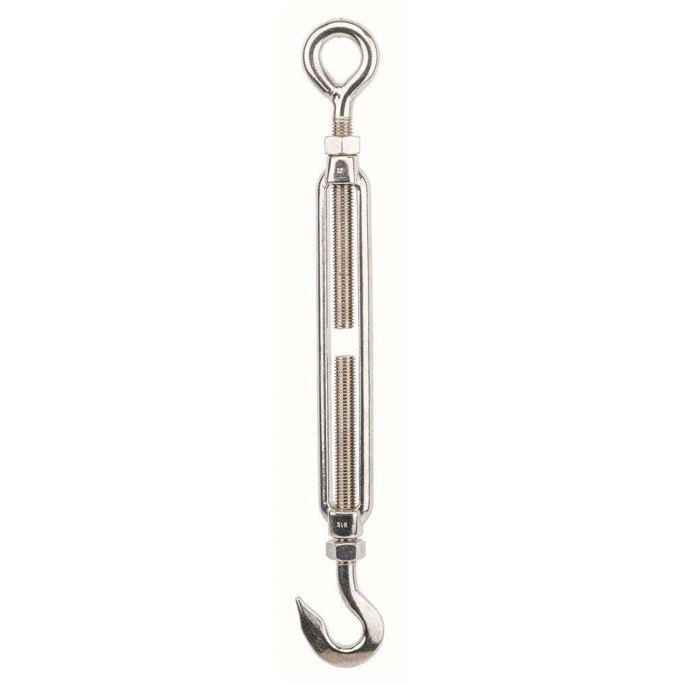 Beaver - Turnbuckle Stainless 8mm Hook/ Eye C/W Lock Nuts 316gr | 600408