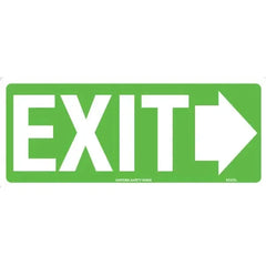 Uniform Safety Signs - 350x145mm - Self Adhesive - Luminous - Exit (with right arrow) | 602OLA