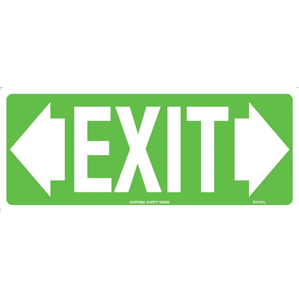 Uniform Safety Signs - 350x145mm - Self Adhesive - Luminous - Exit (with double arrows) | 604OLA