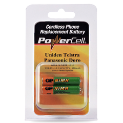 Powercell 1.2V 600mAh NiMH AAA Battery - Card of 2 suits Telstra V1600 CCT, Doro, Uniden etc. | 60AAAHC-C2