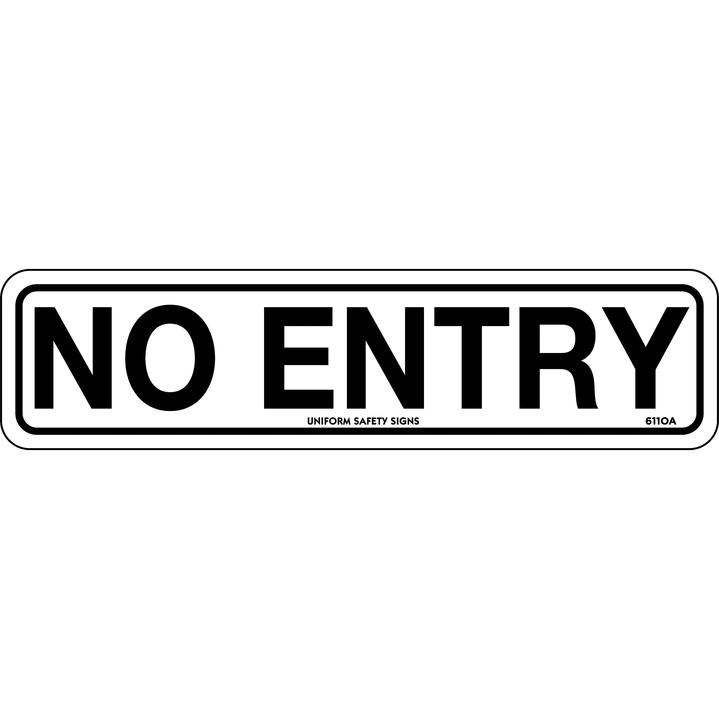 Uniform Safety Signs - 300x100mm - Self Adhesive - No Entry | 611OMA