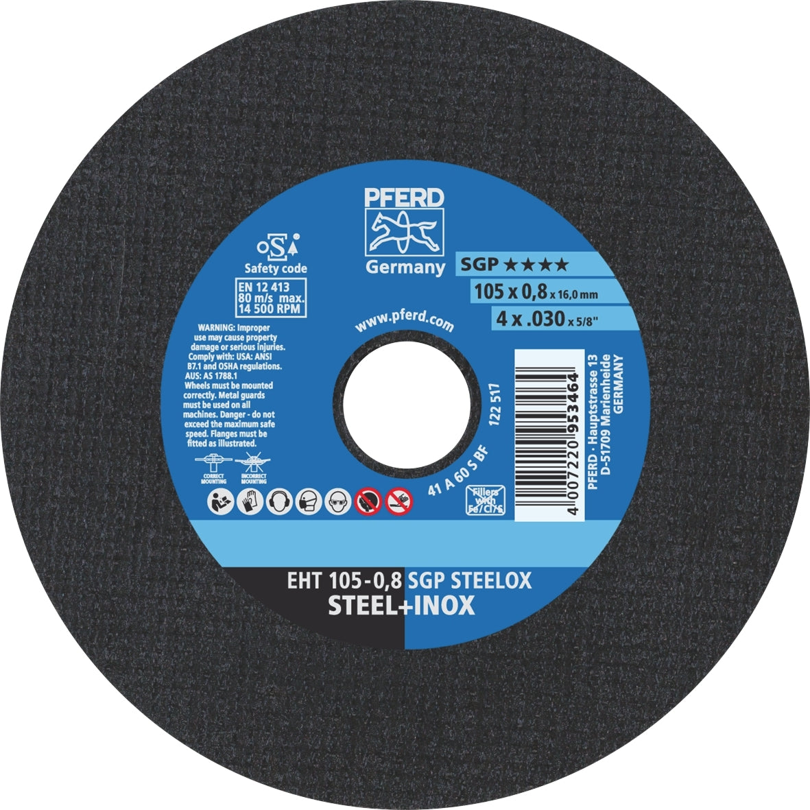 PFERD - EXTRA SLIM Cut-Off Wheel PREMIUM - INOX Stainless Steel - 100 x 0.8mm | 61330008 1