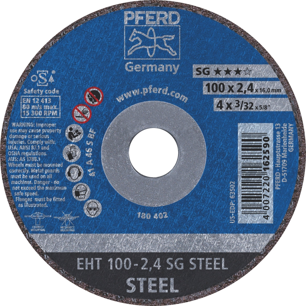 PFERD - Flat Cut-Off Wheel PREMIUM - STEEL EHT 100-2.4 A 46 S SG | 61340116 25