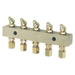 Alemlube - Header Block 5 Outlet C/W 6mm Fittings And Grease Nipples | 6135