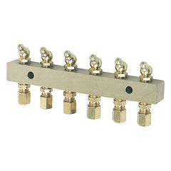 Alemlube - Header Block 6 Outlet C/W 6mm Fittings And Grease Nipples | 6136