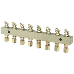 Alemlube - Header Block 8 Outlets C/W 6mm Fittings And Grease Nipples | 6138