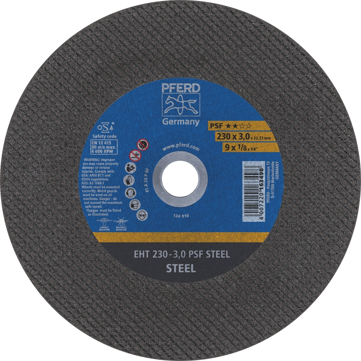 PFERD - Flat Cut-Off Wheel GP - STEEL EHT 230-3.0 A 24 P PSF | 61728222 1