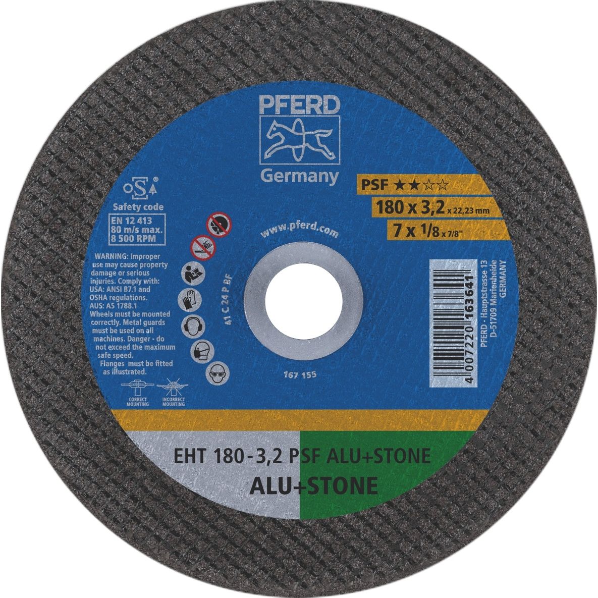 PFERD - Flat Cut-Off Wheel GP - EHT 180-3.2 ALU+STONE PSF | 61826222 1
