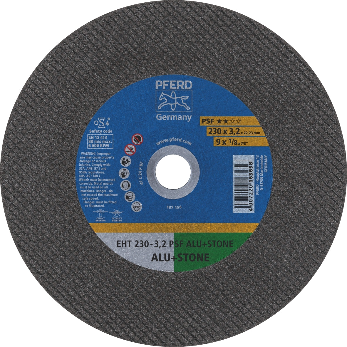 PFERD - Flat Cut-Off Wheel GP - STONE EHT 230-3.2 C 24 P PSF | 61828222 25