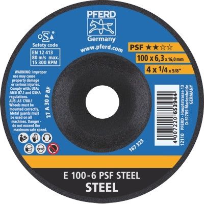PFERD - Grinding Wheel GP Depressed Centre - STEEL - 100mm | 62010634 25