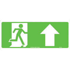 Uniform Safety Signs - 350x145mm - Self Adhesive - Luminous - Running Man With Arrow Up | 631OLA