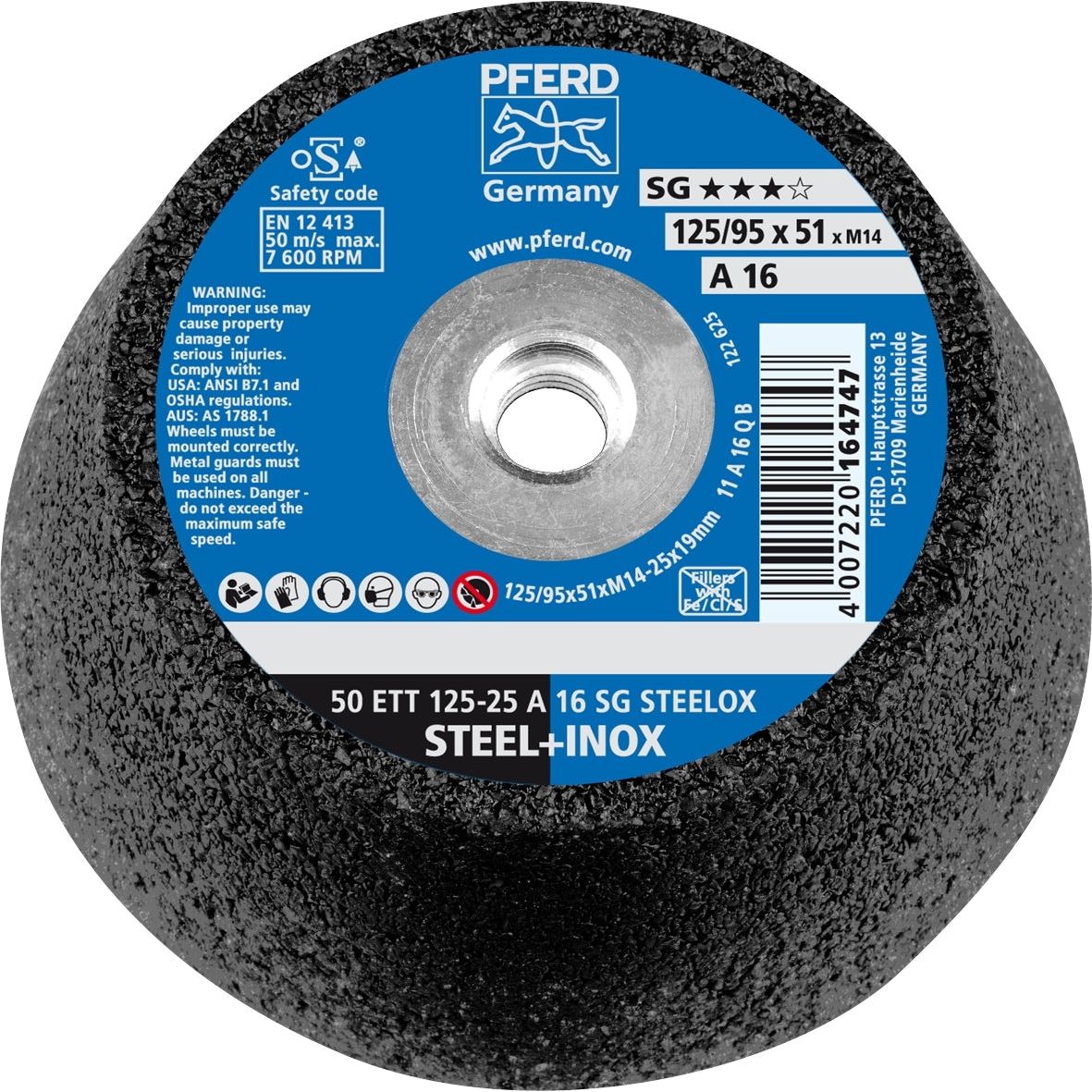 PFERD - Flared Cup Wheel - STEEL 125mm M14 | 63418402 2