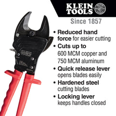 Klein Tools - OPEN JAW RATCHETING CABLE CUTTER | A-63711
