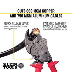 Klein Tools - OPEN JAW RATCHETING CABLE CUTTER | A-63711
