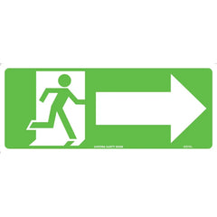 Uniform Safety Signs - 350x145mm - Self Adhesive - Luminous - Running Man Picto with Arrow Right | 637OLA