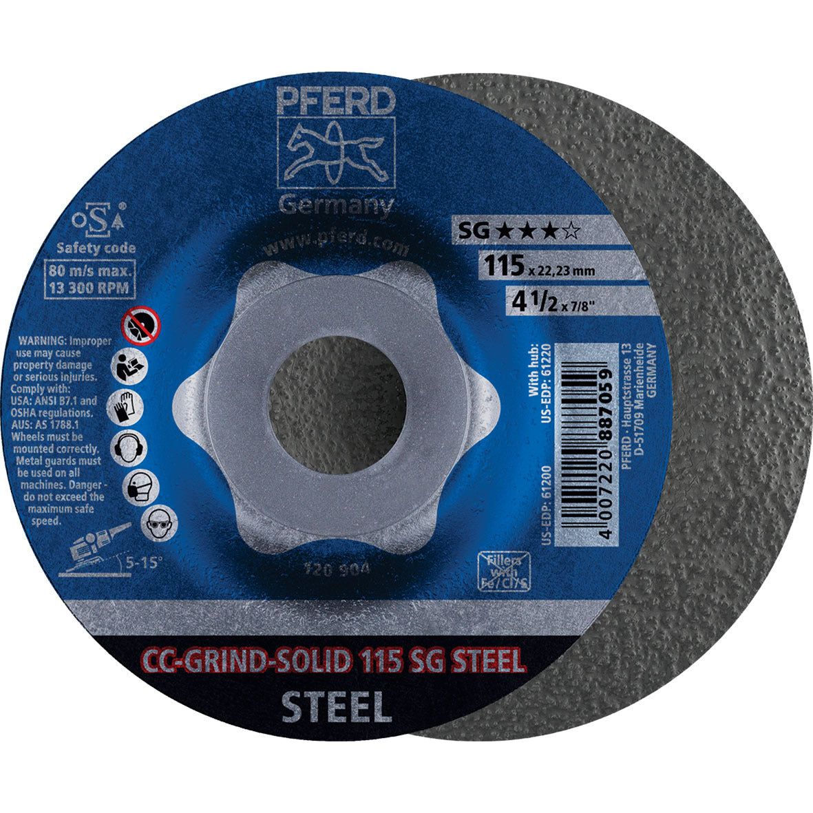 PFERD - CC-GRIND-SOLID Grinding Disc 115mm SG STEEL | 64185115 1