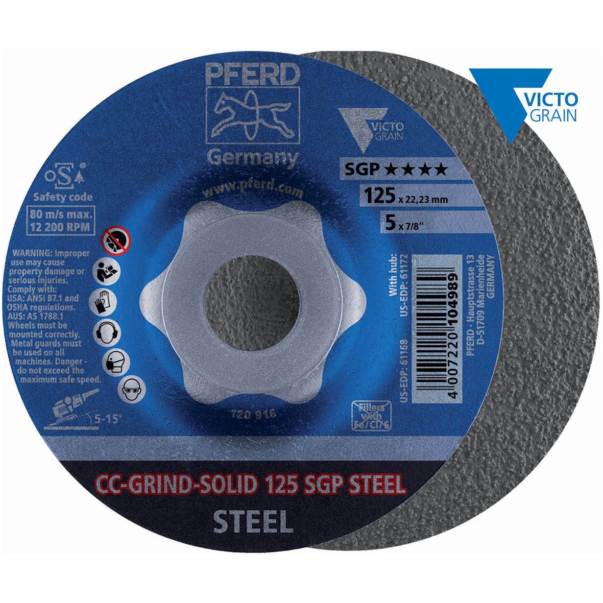 PFERD - CC-GRIND-SOLID Grinding Disc 125mm SGP STEEL VICTOGRAIN | 64187126 10