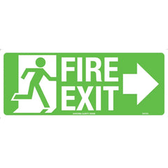 Uniform Safety Signs - 350x145mm - Self Adhesive - Luminous - Fire Exit with Arrow Right | 641OLA