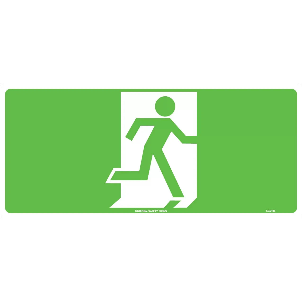 Uniform Safety Signs - 350x145mm - Luminous - Poly - Running Man Picto (Facing Right) | 642OLUP