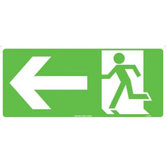Uniform Safety Signs - 450x200mm - Self Adhesive - (Left Arrow) Running Man Picto (Facing Left) | 643OLA
