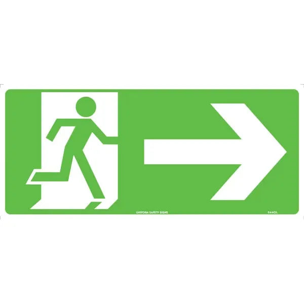 Uniform Safety Signs - 450x200mm - Metal - Running Man Picto (Facing Right) (Right Arrow) | 644OLM