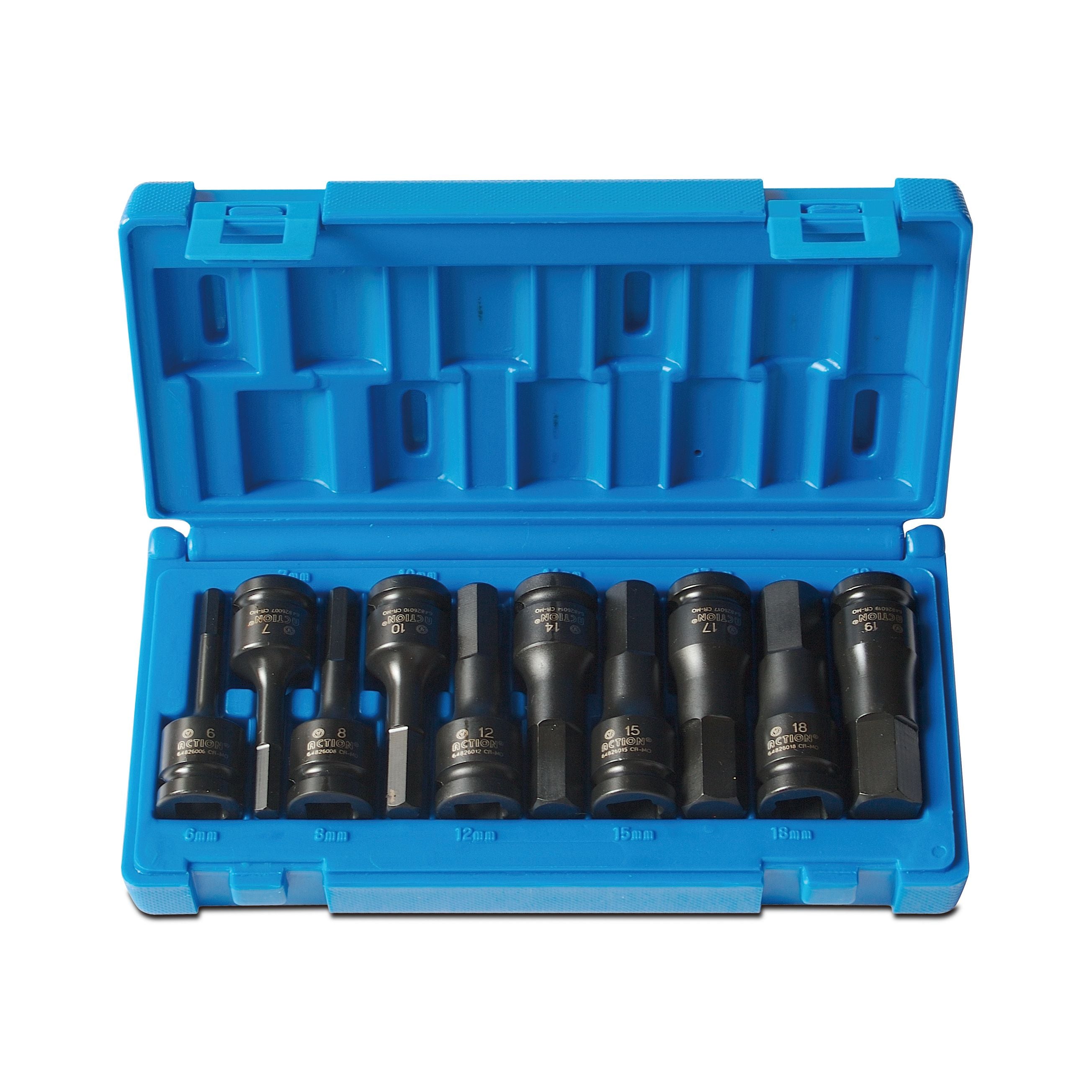 Action 10 Pc 1/2" Drive Metric Hex Driver Set - Carton (x10)