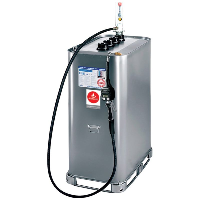 Alemlube - 1,000L Twin Skinned Self Bunded Oil Tank With 3:1 Ratio Pump And Electronic Oil Meter | 656110N